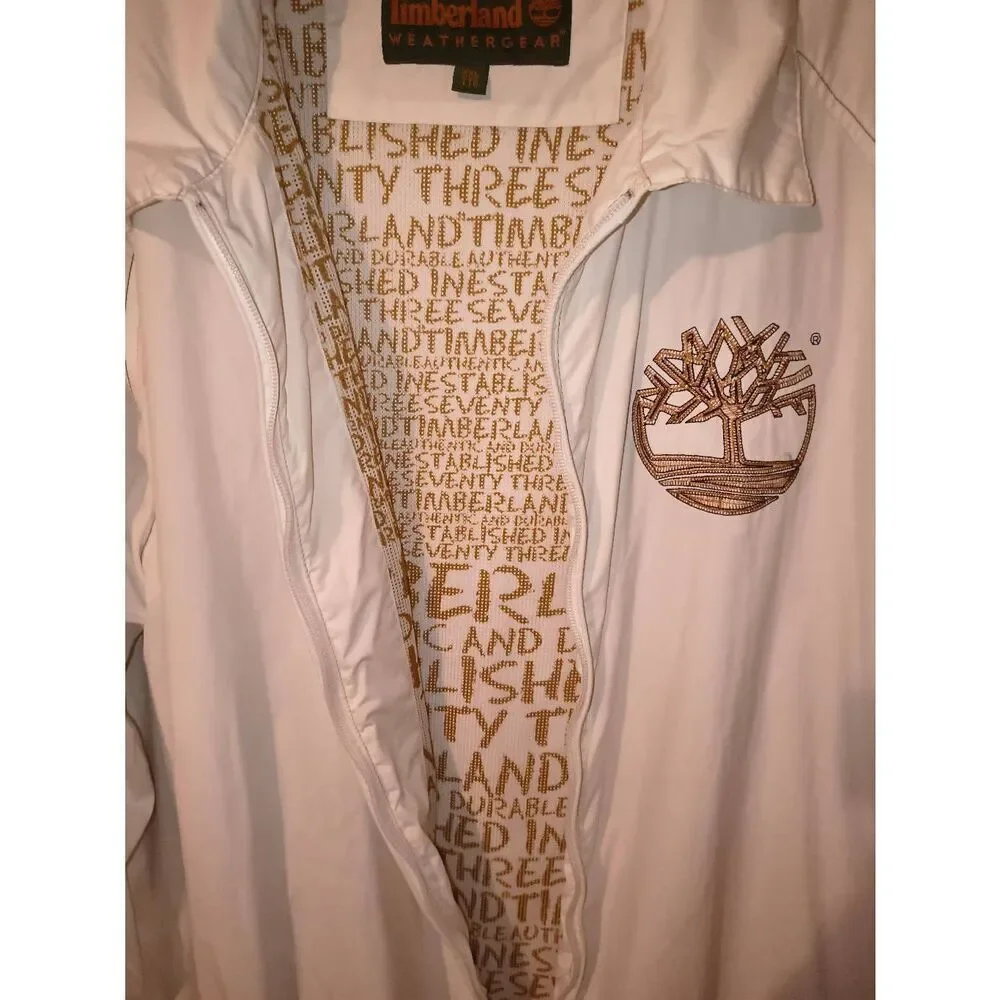 White Timberland windbreaker/light jacket men's full-zip jacket  embroidered tre